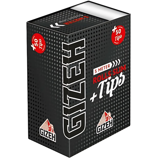 GIZEH - Black Rolls + Tips (5 Meter + 50 Filter Tips)